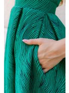 Chloe – anyagában mintás jacquard maxi ruha szív kivágással sötétzöld színben