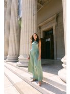 Niko – lágy szatén maxi ruha csípővonalban szabott fazonnal zsálya színben