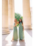 Niko – lágy szatén maxi ruha csípővonalban szabott fazonnal zsálya színben