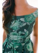 Frida – virágmintás szatén maxi ruha ejtett vállú elasztikus felsőrésszel 