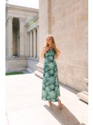 Annabella – kvetinkové saténové maxi šaty s hlbokým dekoltom a výstrihom chrbtovej časti do V
