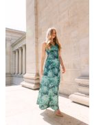 Annabella – kvetinkové saténové maxi šaty s hlbokým dekoltom a výstrihom chrbtovej časti do V