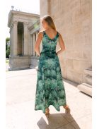 Annabella – kvetinkové saténové maxi šaty s hlbokým dekoltom a výstrihom chrbtovej časti do V