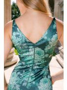 Annabella – kvetinkové saténové maxi šaty s hlbokým dekoltom a výstrihom chrbtovej časti do V