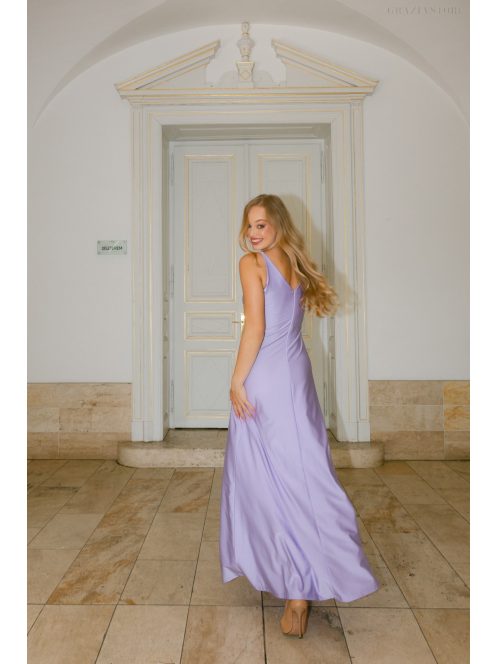 Annabella – elastické maxi šaty vo farbe poetry s dekoltom a výstrihom chrbtovej časti do V