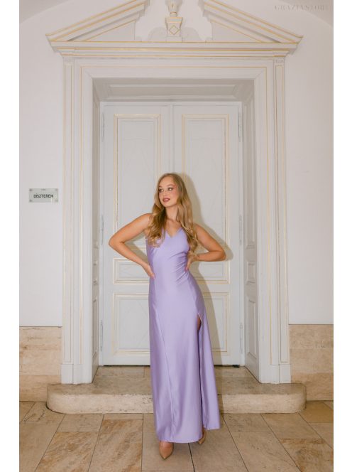 Annabella – elastické maxi šaty vo farbe poetry s dekoltom a výstrihom chrbtovej časti do V