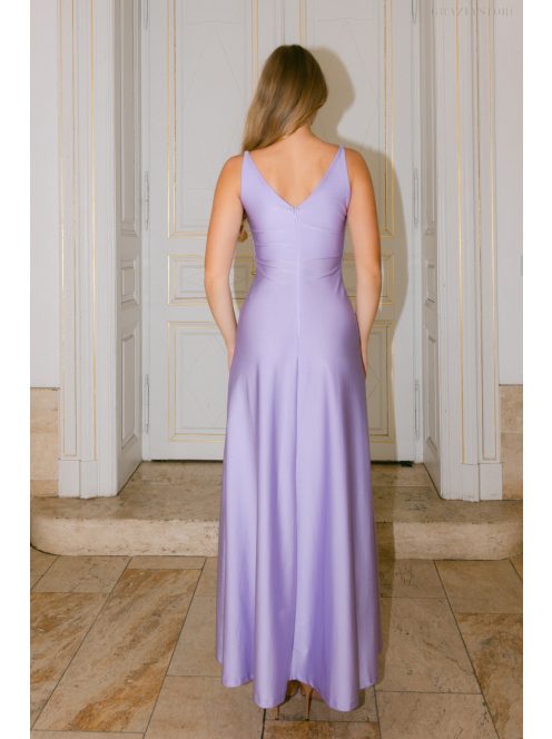 Annabella – elastické maxi šaty vo farbe poetry s dekoltom a výstrihom chrbtovej časti do V