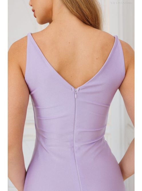 Annabella – elastické maxi šaty vo farbe poetry s dekoltom a výstrihom chrbtovej časti do V