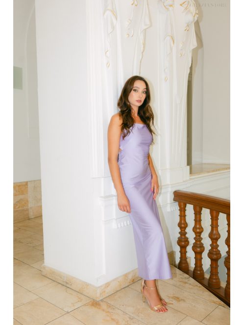 Aletta – elastické maxi šaty vo farbe poetry s prekríženou látkou na chrbte