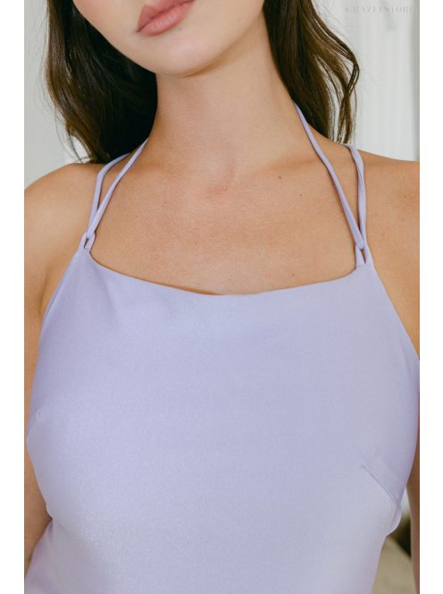 Aletta – elastické maxi šaty vo farbe poetry s prekríženou látkou na chrbte