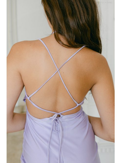 Aletta – elastické maxi šaty vo farbe poetry s prekríženou látkou na chrbte