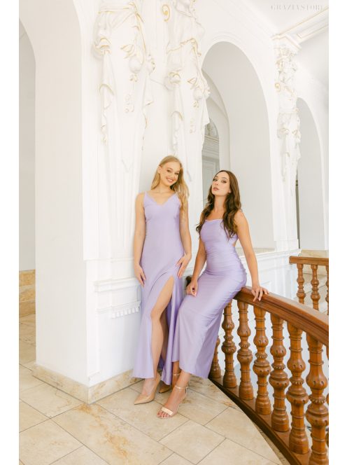 Aletta – elastické maxi šaty vo farbe poetry s prekríženou látkou na chrbte