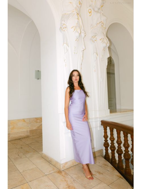 Aletta – elastické maxi šaty vo farbe poetry s prekríženou látkou na chrbte