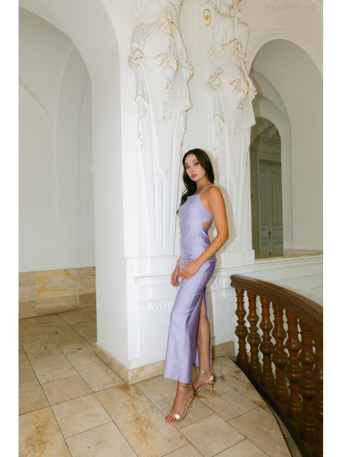 Aletta – elastické maxi šaty vo farbe poetry s prekríženou látkou na chrbte