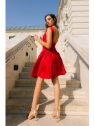 Niko – saténové mini šaty s priliehavým pásom v červenej farbe