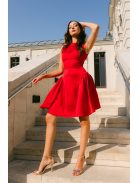 Niko – saténové mini šaty s priliehavým pásom v červenej farbe