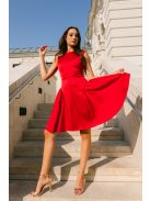 Niko – saténové mini šaty s priliehavým pásom v červenej farbe