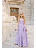 Szonja – fialové žakárové maxi šaty zo vzorovaného materiálu 