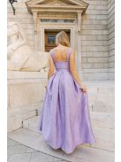 Szonja – fialové žakárové maxi šaty zo vzorovaného materiálu 