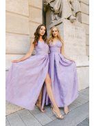 Szonja – fialové žakárové maxi šaty zo vzorovaného materiálu 