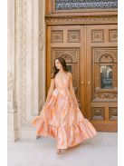 Evelin – farebné vzorované maxi šaty s výstrihom v tvare srdca a volánikovou sukňou