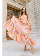 Evelin – farebné vzorované maxi šaty s výstrihom v tvare srdca a volánikovou sukňou