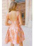 Niko – žakárové mini šaty so zlatým abstraktným vlnovým vzorom